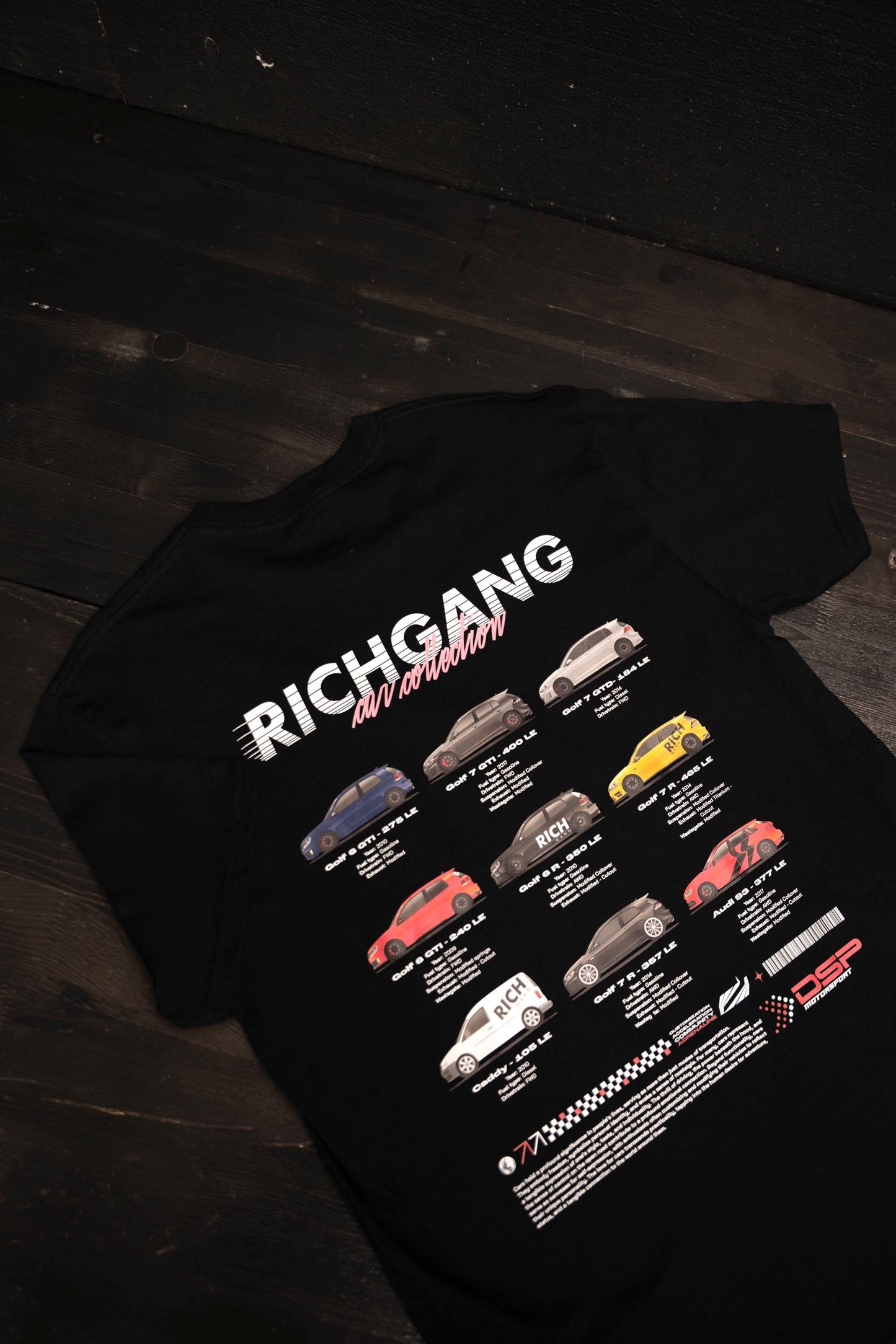 RICH GANG CAR COLLECTION T-SHIRT BLACK V2