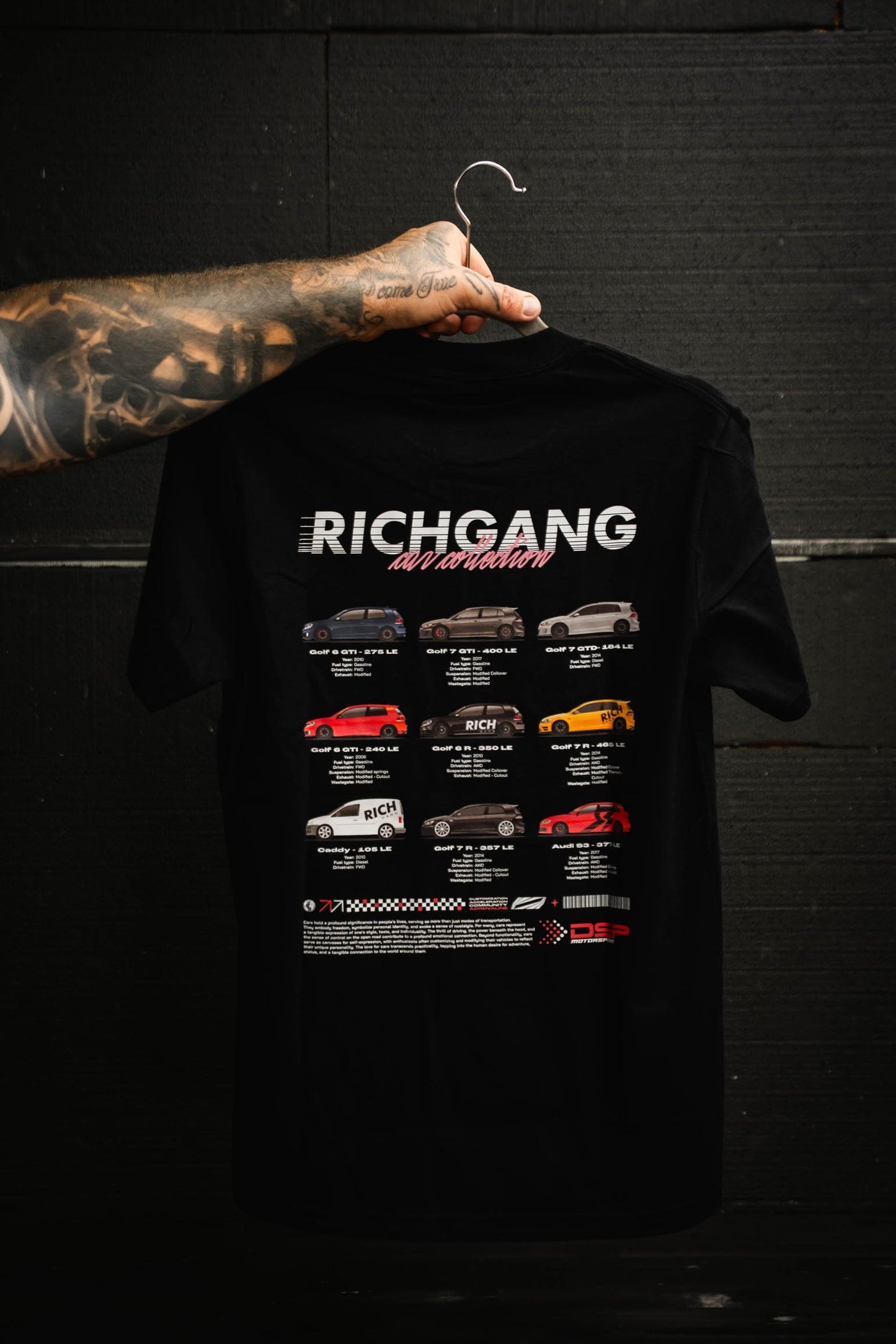 RICH GANG CAR COLLECTION T-SHIRT BLACK V2